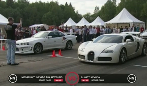 Bugatti Veyron vs Nissan Skyline GT-R R34